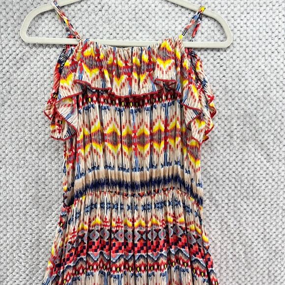 Easel Dress Womens S Orange Tiered Maxi Length Ruffle Neck Adjustable Straps - Picture 3 of 15